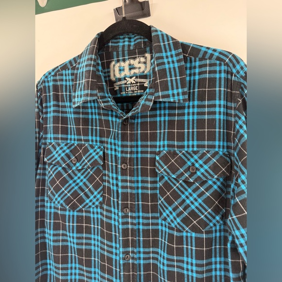 EUC CCS Blue and Black Plaid Shirt - Picture 4 of 7